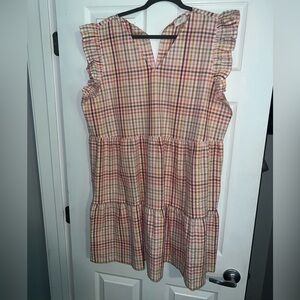 Loft V Neck Flutter Sleeve Seersucker Dress NWT